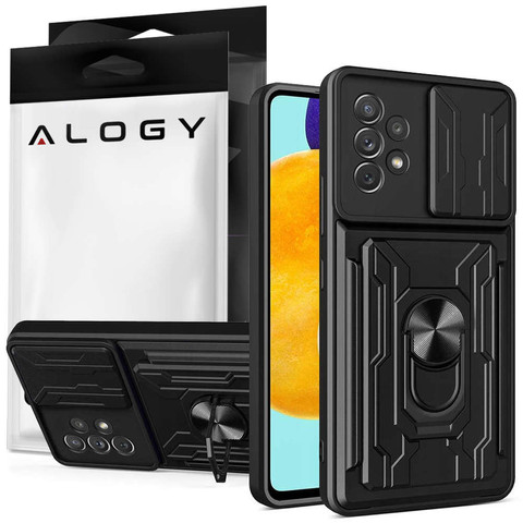 Alogy Camshield Ring Wallet Case mit Kamera Cover und Wallet für Samsung Galaxy A53 Schwarz