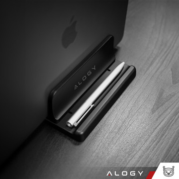Vertical stand for laptop phone tablet 3in1 organizer holder adjustable desk stand Alogy black