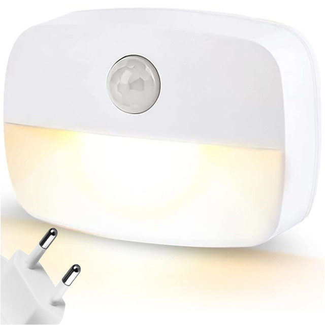 LED night lamp with motion sensor for EU socket, 3 light colors Alogy Night Light White