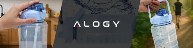 Large glass bottle water bottle drinking drinks Alogy Motivational measuring cup 1l 1000ml silicone case Olive