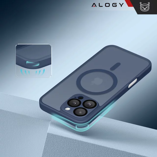 3-in-1 Hybrid-Glashüllen-Set für Apple iPhone 16 Pro Max: Schutzhülle mit Hybrid MagSafe und Linsenschutz, 2x Displayschutzfolie aus gehärtetem Glas, Alogy 3-in-1 Hüllen-Set, Marineblau