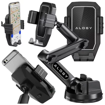 Car Phone Holder 7.2" for Truck Bus Lorry Excavator Car Long 43cm for Windshield Cockpit Alogy Black