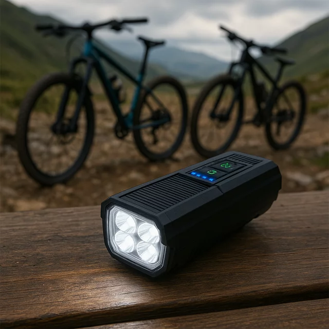 Lampka rowerowa solarna przód LED przednia światło roweru z panelem słonecznym klaksonem super mocna 1000LM 4400MAH oświetlenie wodoodporna światełko na rower czarna