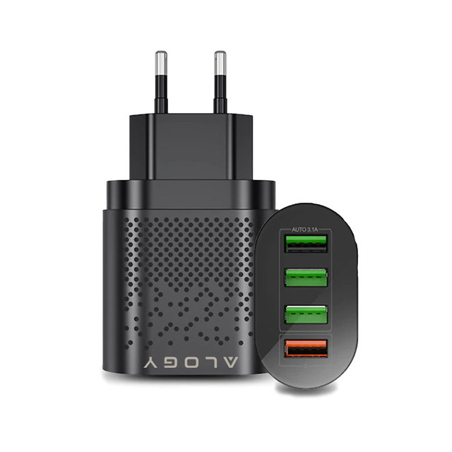 Alogy 4x USB Quick Charge 3.0 2.4A Schnellladegerät Schwarz