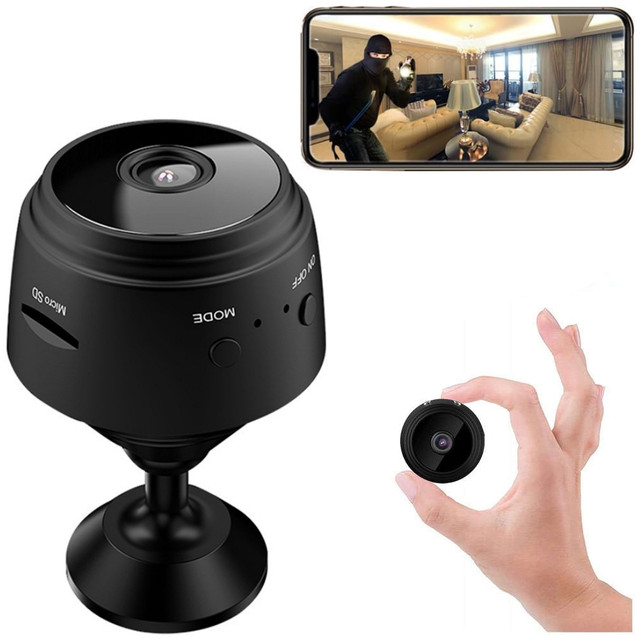 Spy camera Hidden detection Discreet mini webcam with data transmission WiFi Full HD IP black