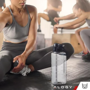 Große Flasche, Trinkflasche Alogy MotivHydro Motivational Messbecher 2l 2000ml Schwarz
