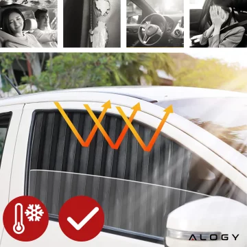 Osłona Magnetyczna kurtyna roleta na szyby przednie boczne do auta samochodu przeciwsłoneczna ochrona UV Czarna [2szt]