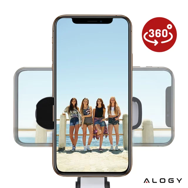 Selfie tyč stativ Stativový držák telefonu Alogy Tripod selfie tyč Bluetooth 360 dálkové ovládání Black