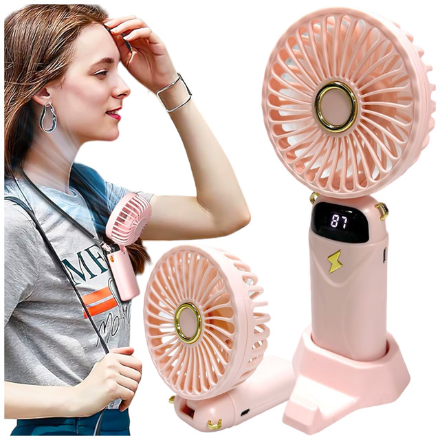 Fan fan handheld desk fan Alogy wireless portable handheld with handle pink