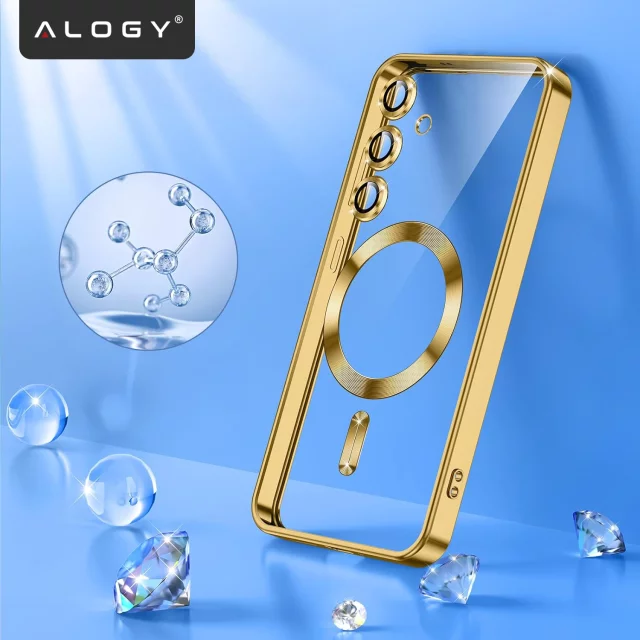 MagSafe Case for Apple iPhone 16 Pro Max Alogy Glamour Luxury Ring Case Gold-Transparent