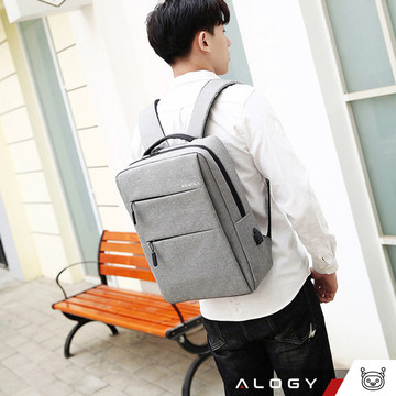 Batoh taška na notebook 15,6" velký voděodolný s USB portem Unisex 44x34x13cm do letadla Alogy Backpack Grey