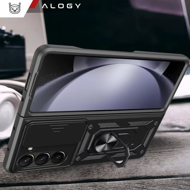 Case for Samsung Galaxy Z Fold 6 armored Slide Case Ring camera protection housing Camshield Alogy black