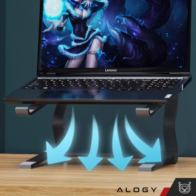 Laptop holder Macbook tablet 18" stand stand foldable adjustable aluminum for desk 25 x 26cm Alogy Black