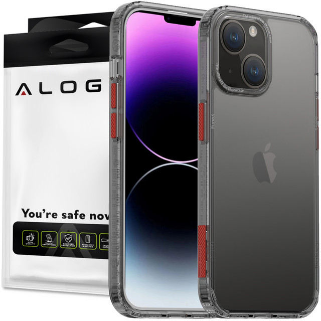 Alogy Protective Case Protective Cover for Apple iPhone 14 Black and Clear Glass