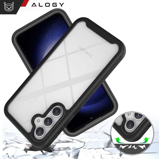 Schutzhülle für Samsung Galaxy S24, gepanzerte Abdeckung, Hydrogel-Displayschutzfolie, 360 Defense Pro Alogy, Schwarz