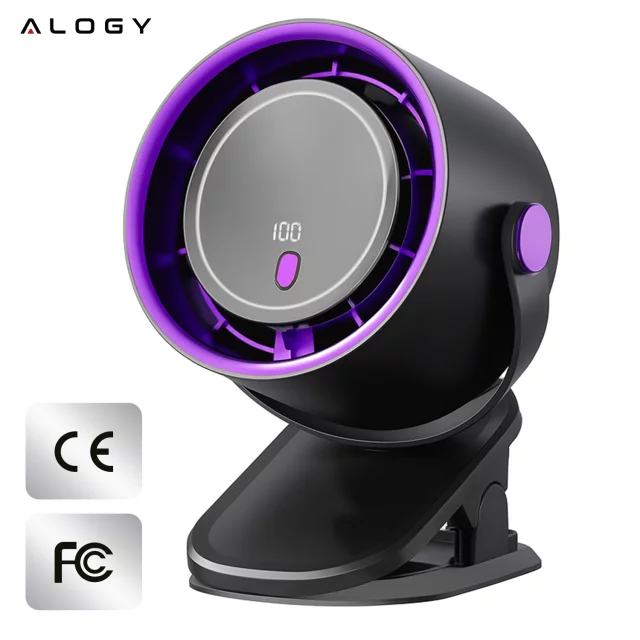 Fan Desk Fan Standing Small Circulator with Clip Cordless Handheld 500mAh USB-C Alogy White