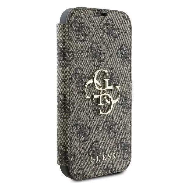 Guess 4G Metal Logo Book Case do iPhone 16 Pro Max – Brown