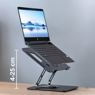 Ständer, Laptoptisch, 17,3 Zoll, verstellbar, 360 Grad, Kühlung, faltbar, Aluminium, 25 x 21,7 cm, Alogy Graphite