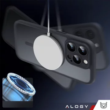 Case for Apple iPhone 15 Pro Max Alogy MagSafe Hybrid Matte Case matte cover with lens protection black Glass
