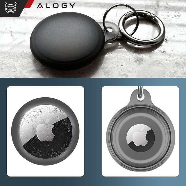 Pouzdro Locator pro Apple AirTag Keychain Waterproof Case Alogy 360 IPX8 Pouzdro s přívěskem matná černá