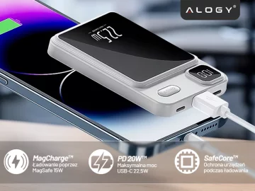 PowerBank Alogy MagCharge 22,5 W PD20W PowerDelivery Schnellladung 10000 mAh kabellos für MagSafe White