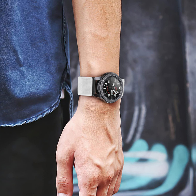 Elastický řemínek Univerzální Nylon Alogy Nylon Smartwatch pásek 20 mm bílý