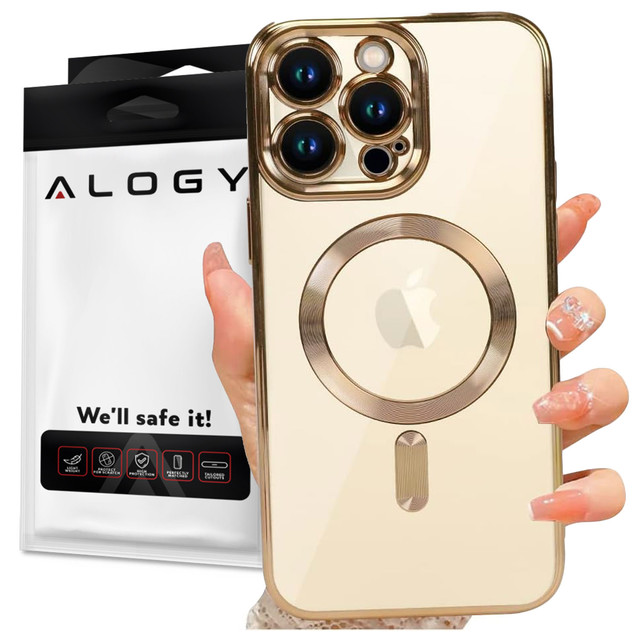 MagSafe Case for iPhone 13 Pro Alogy Glamor Luxury Ring housing Gold-transparent Glass