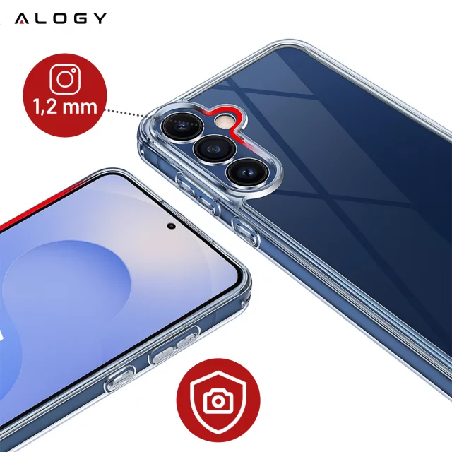 Transparente Schutzhülle für Samsung Galaxy S25 Plus, erhöhte Kanten, perfekte Passform, PC TPU, Alogy HybridShield™ Hülle