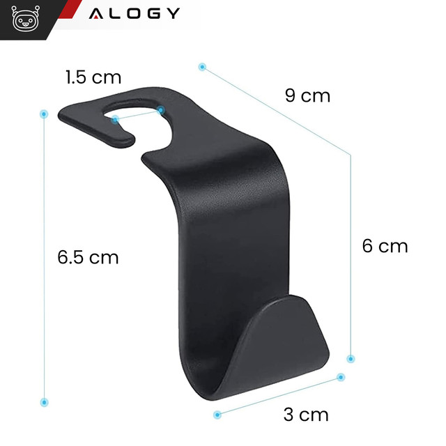 4x Hanger holder car hook for seat headrest car organizer hook Alogy Car Black