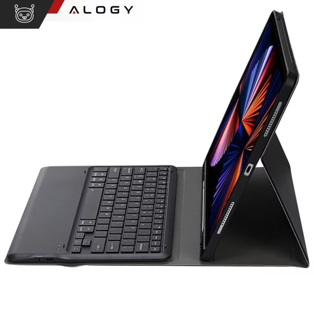 Etui ochronne z klawiaturą Alogy Keyboard case z miejscem na rysik klawiatura bezprzewodowa do Apple iPad Air 13" czarne + Szkło