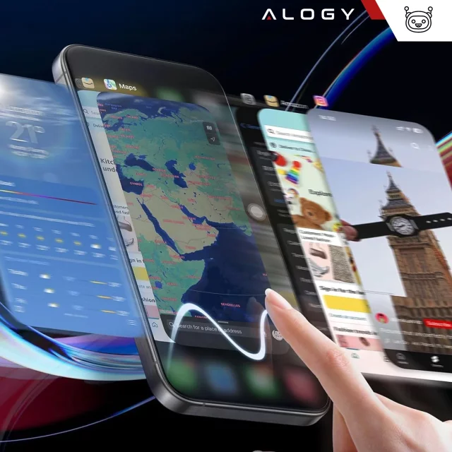 Gehärtetes Glas für Apple iPhone 16e Displayschutzfolie 9H Alogy EasyShield™️ mit Montagerahmen