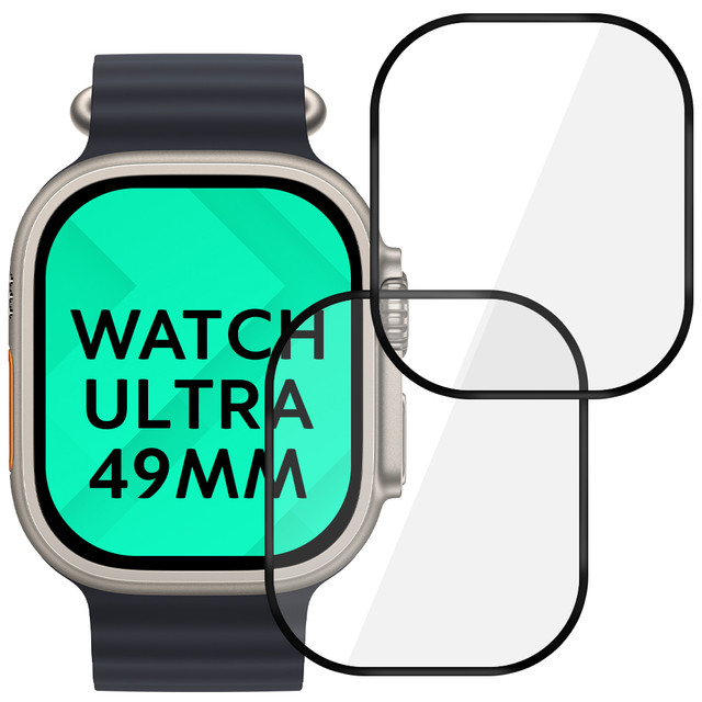 2x Flexibles Glas 3D Alogy Displayschutzfolie Pro für Apple Watch Ultra 49mm Schwarz