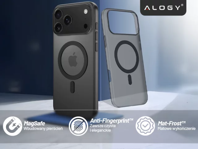 Apple iPhone 17 Pro Hülle – Matte MagSafe-Abdeckung mit Linsenschutz, schlank und kratzfest, perfekte Passform – Alogy Skinny MatteCase™ Schwarz