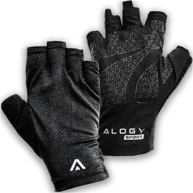 Cycling gloves L short fingerless men's women's Unisex sports for cycling on MTB Gravel Kross Alogy Black