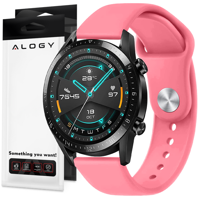 Pasek uniwersalny Sportowy Alogy Strap do smartwatcha 20mm Pink Sand
