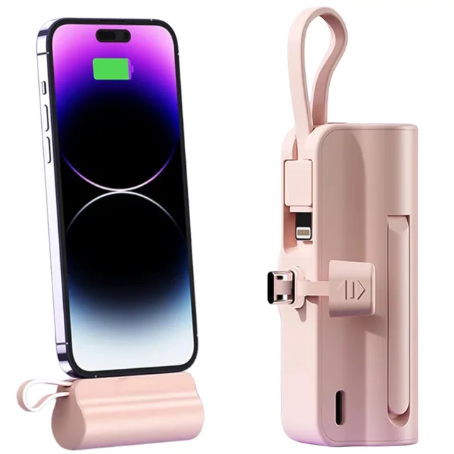 PowerBank 5000mAh Alogy kapesní malá externí nabíječka Powerbanka USB-C a lightning Pink