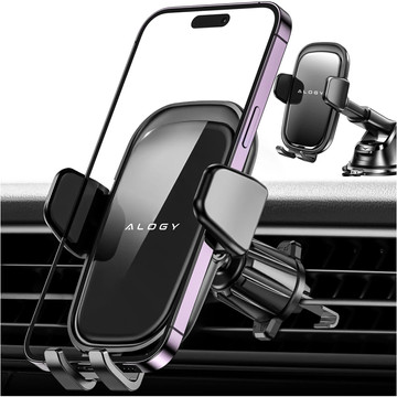 Car phone holder, window, grille, cockpit, dashboard, car, car, for 7" phone Alogy 3in1 Black
