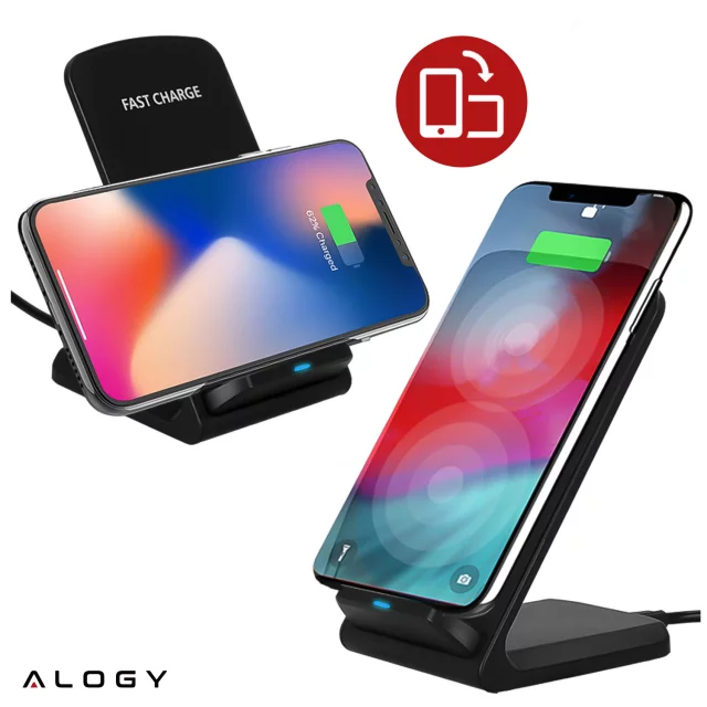 Alogy Qi Stand Charger induction wireless charger for phone stand charging station 15W Black