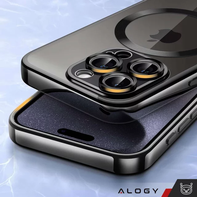 MagSafe Case for Apple iPhone 16 Pro Max Alogy Glamour Luxury Ring Case Black and Clear