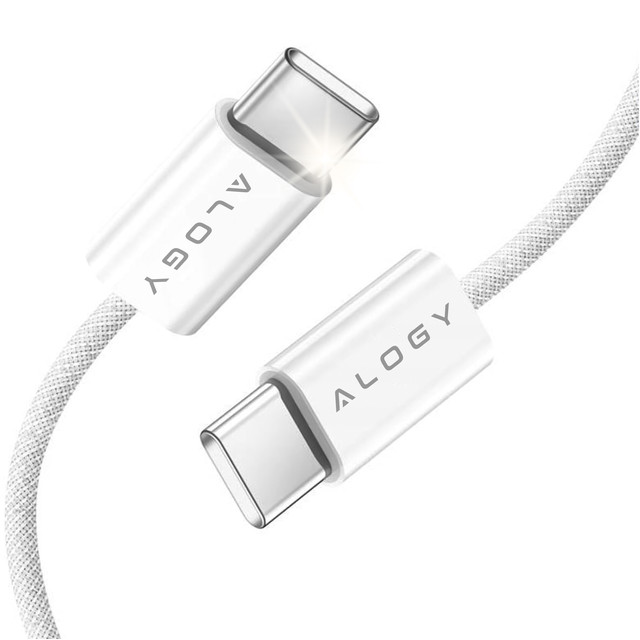 Kabel USB-C typu C Silný rychlý 60W PD 1M pro iPhone 15/Pro/Max iPad MacBook Alogy nylonový kabel bílý