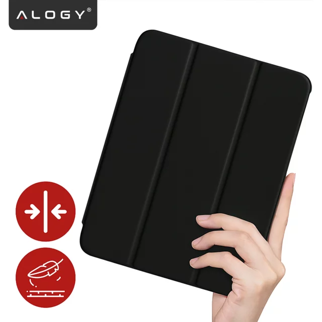 Etui Ochronne do Apple iPad 10.9" 10 Gen 2022 / iPad 11" A16 11 Gen 2025 Hybrydowe z Miejscem na Rysik, Składana Okładka z Funkcją Podstawki 2w1, Alogy HybridBook™ Case – Czarne