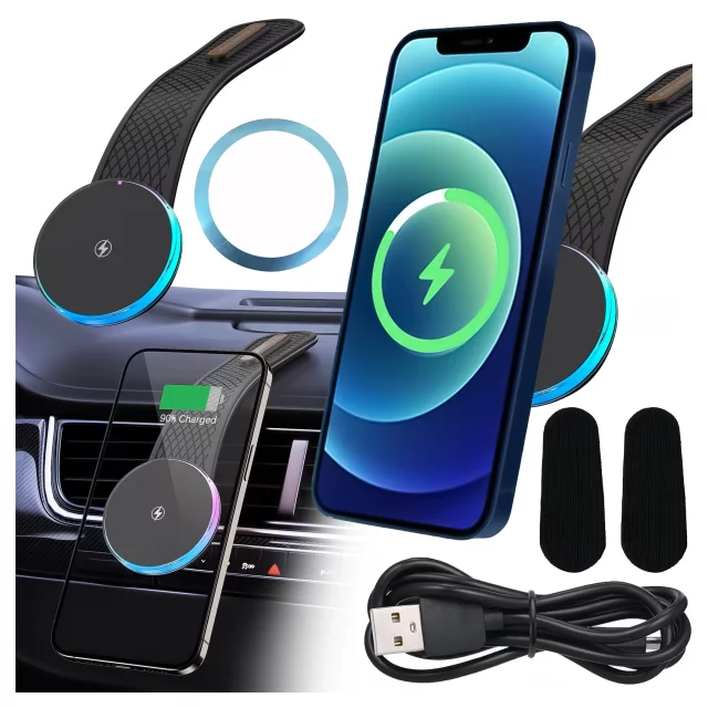 Alogy Car Holder for MagSafe with 2-in-1 Inductive Charging 15W Black