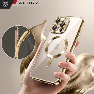 MagSafe Case for Apple iPhone 16 Pro Max Alogy Glamour Luxury Ring Case Gold-Transparent
