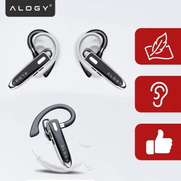 Słuchawka Bluetooth do rozmów – bezprzewodowa, Bluetooth 5.1, do 12h rozmów, z etui ładującym, lekka i wygodna dla kierowcy – Alogy DriveTalk™ Czarna