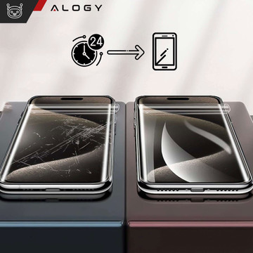 Schutzhülle für Samsung Galaxy S24, gepanzerte Abdeckung, Hydrogel-Displayschutzfolie, 360 Defense Pro Alogy, Schwarz