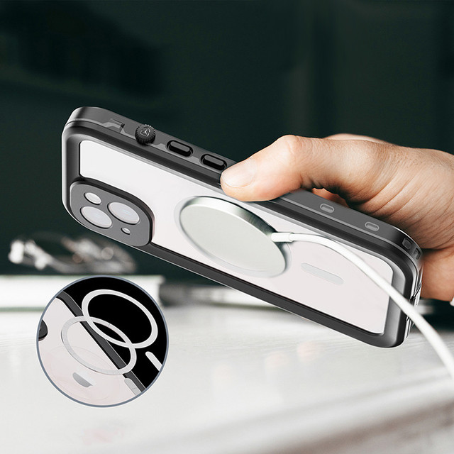 Alogy Waterproof Case IP68 Case with Clear Back 360 Armor Case for MagSafe for Apple iPhone 14