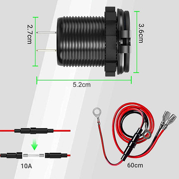 LED Car Charger Socket Alogy Mini Car Charge For Motorcycle Power Adapter Connectors Alogy 2x USB QC 3.0 USB-C PD 60W
