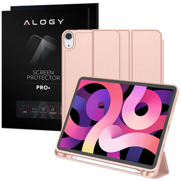 Ochranné pouzdro Alogy Book Cover Penál Pouzdro s držákem pera pro Apple iPad Air 4 2020 / Air 5 2022 10,9" růžové sklo