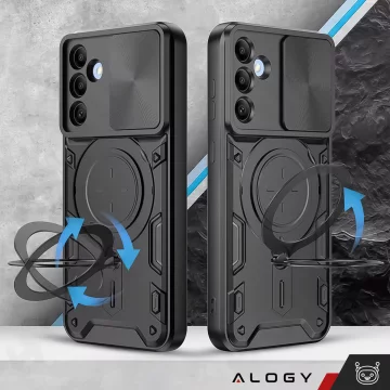 Case for Samsung Galaxy S25 Plus armored Slide Case Ring camera protection housing Alogy CamGuard Pro black