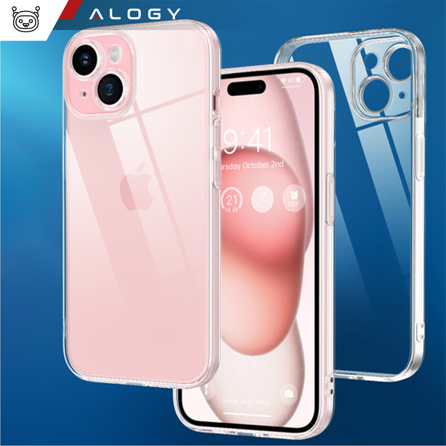 Hülle für iPhone 15 Gehäuse Case Silikon Transparent Kameraschutz Objektivdeckel Alogy Slim